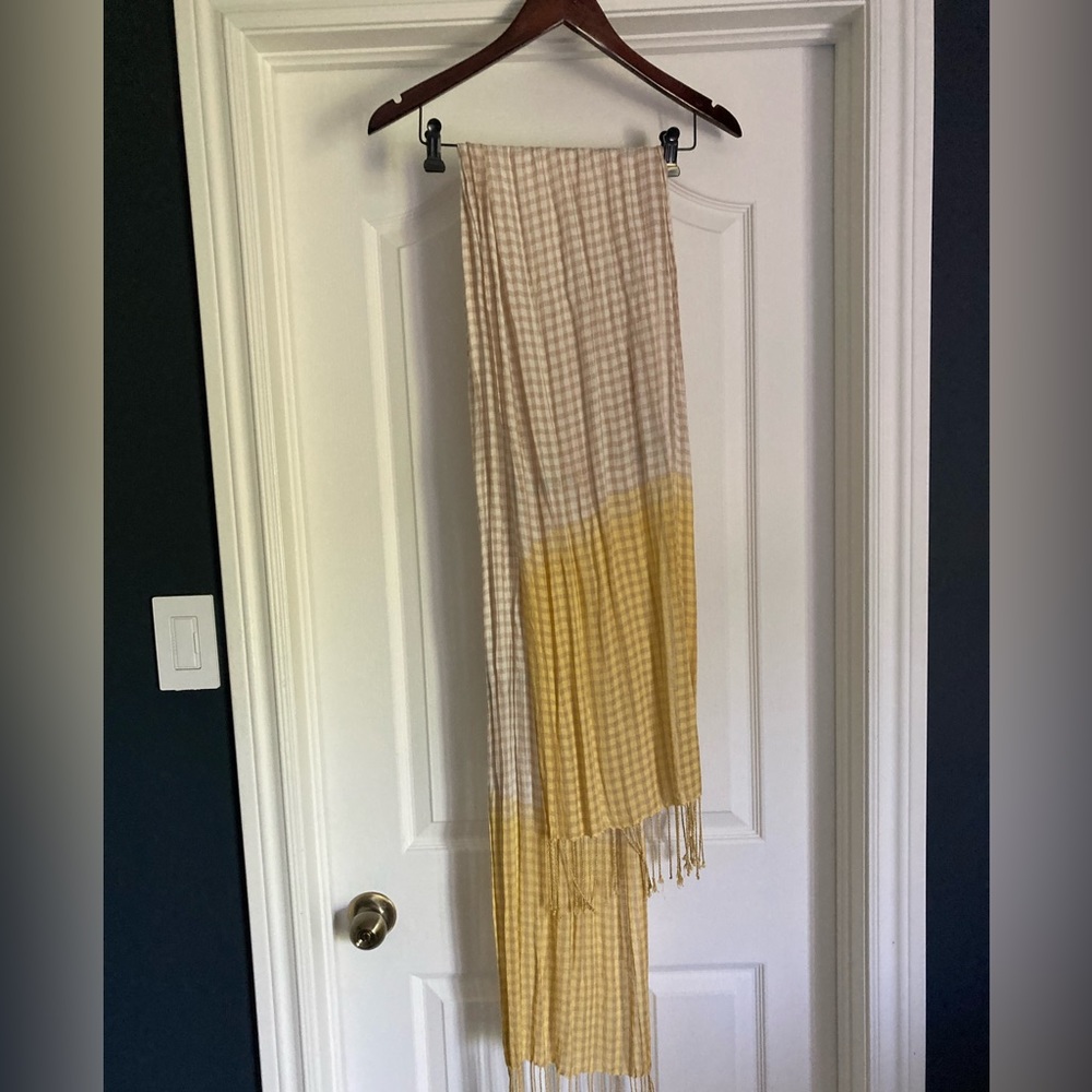 GAP ombré super soft scarf, beige/white/yellow check